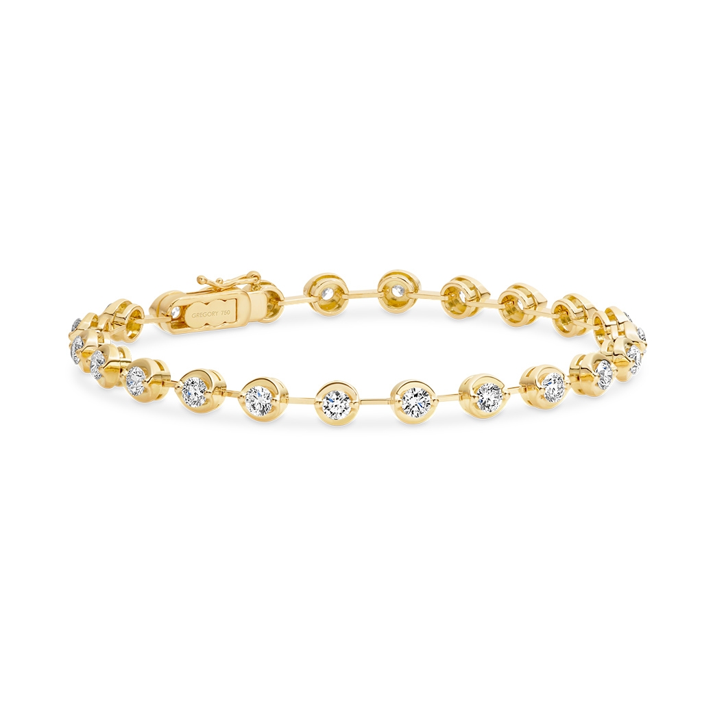 18K Yellow Gold Tennis Bracelet With 23 Diamonds - 3.00ct