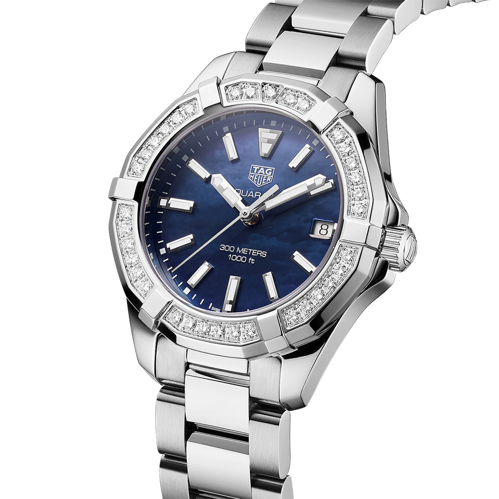 TAG Heuer Aquaracer Quartz Blue Dial Diamond Bezel 35mm Bracelet