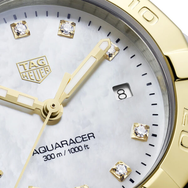 TAG Heuer Aquaracer 27mm Quartz 18k 2n Gold plated White mother-of-pearl Bracelet | WBD1422.BB0321