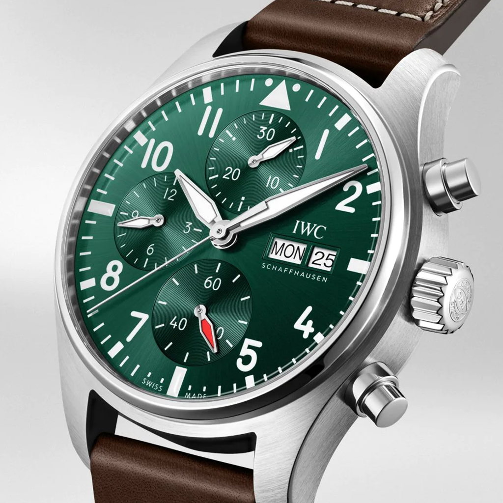 IWC Pilot's Chronograph Green Dial 41mm Leather Strap