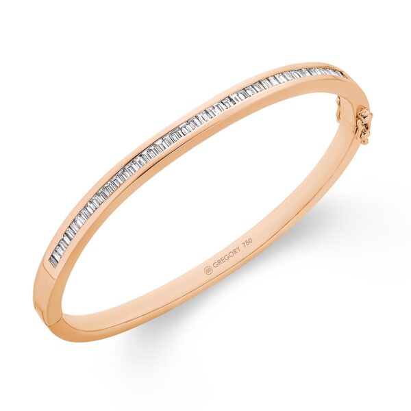 Gregory Jewellers Baguette Cut Channel Set Diamond Bangle | P29 Rose Gold