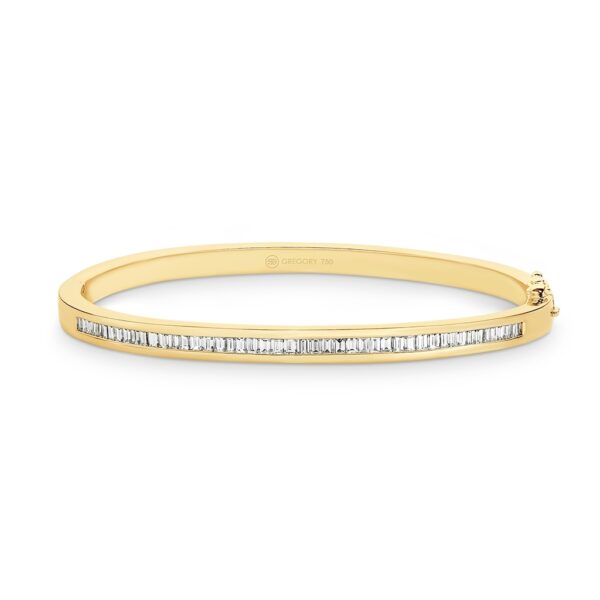 Gregory Jewellers Baguette Cut Channel Set Diamond Bangle | P29 Yellow Gold