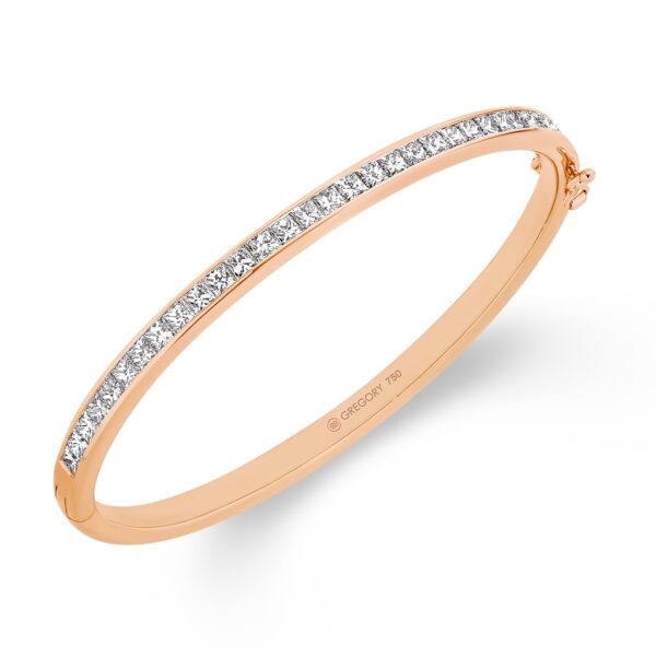 Gregory Jewellers Princess Cut Channel Set Diamond Bangle | P58 Rose Gold