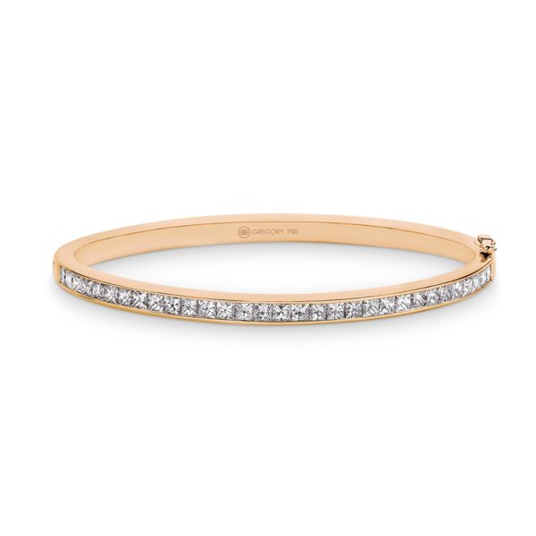 Gregory Jewellers Princess Cut Channel Set Diamond Bangle | P58 Rose Gold