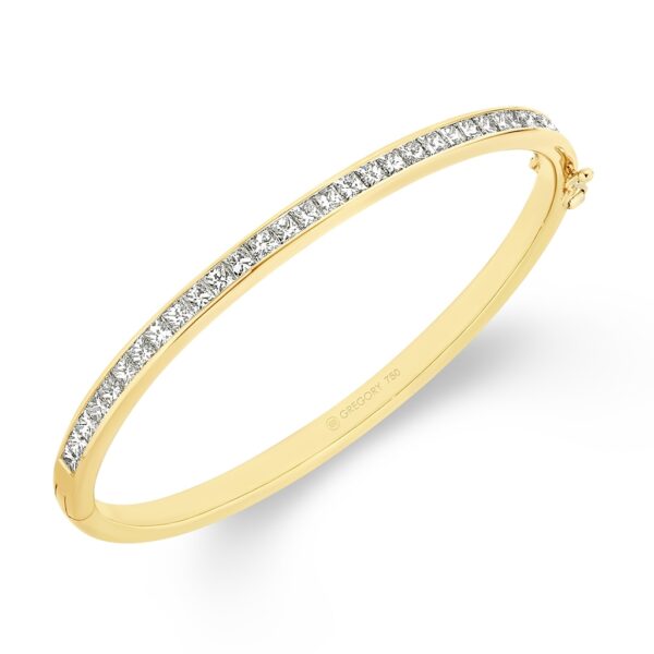 Gregory Jewellers Princess Cut Channel Set Diamond Bangle | P58 Yellow Gold