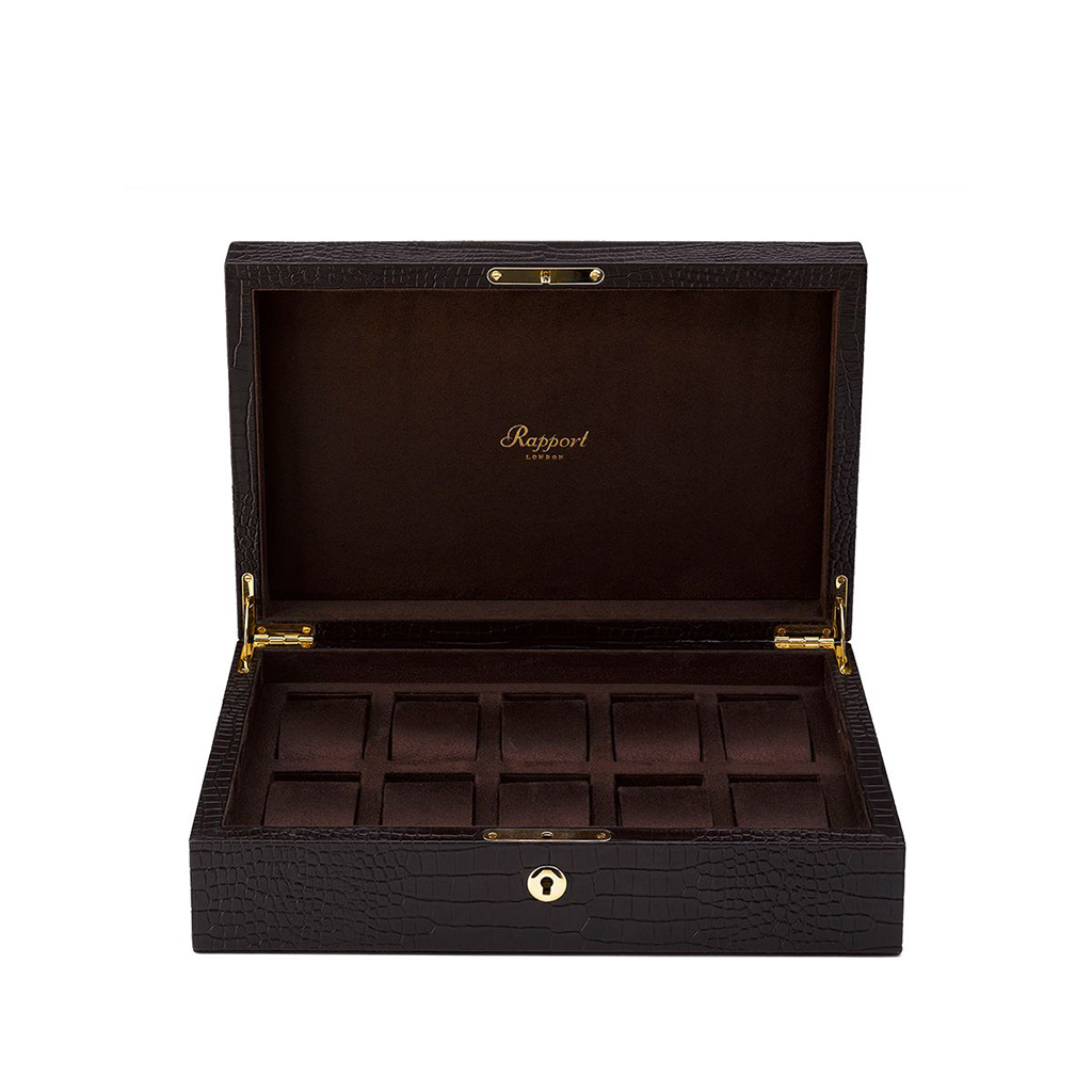 Rapport Brompton Ten Watch Box in Brown Leather