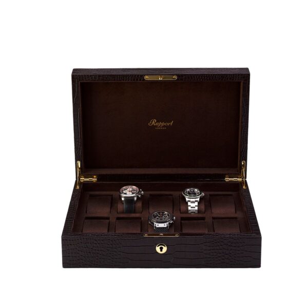 Rapport Brompton Brown Leather Ten Watch Box | L265