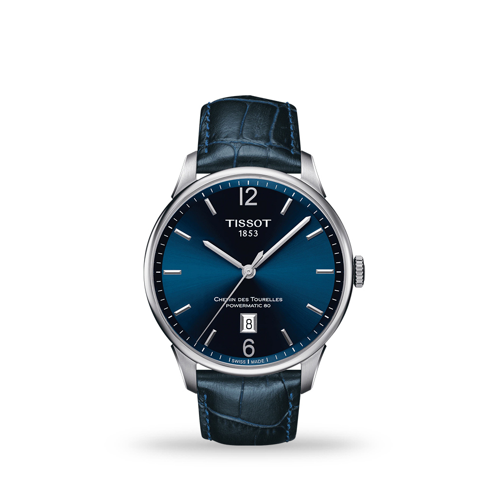 Tissot T-Classic Chemin des Tourelles Powermatic 80 42mm Blue Leather