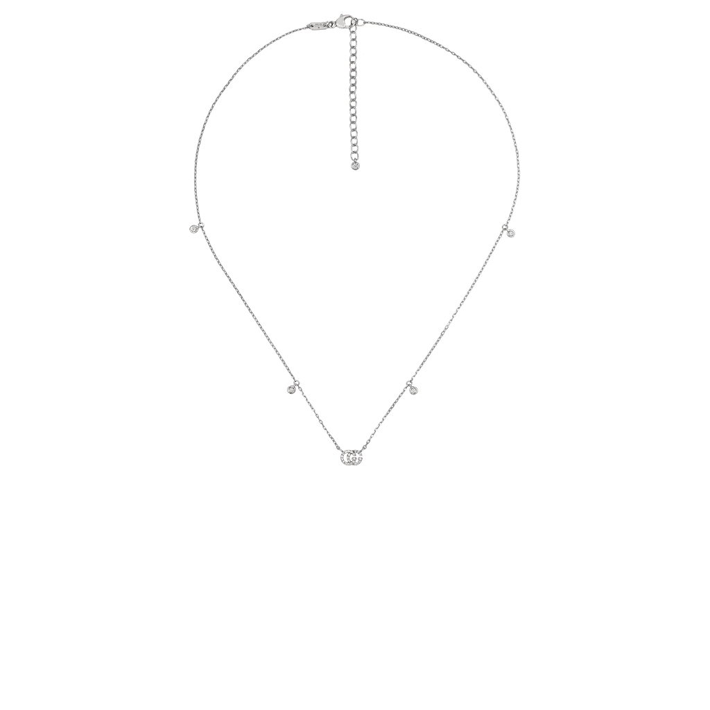 Gucci GG Running G Diamond Necklace in 18k White Gold