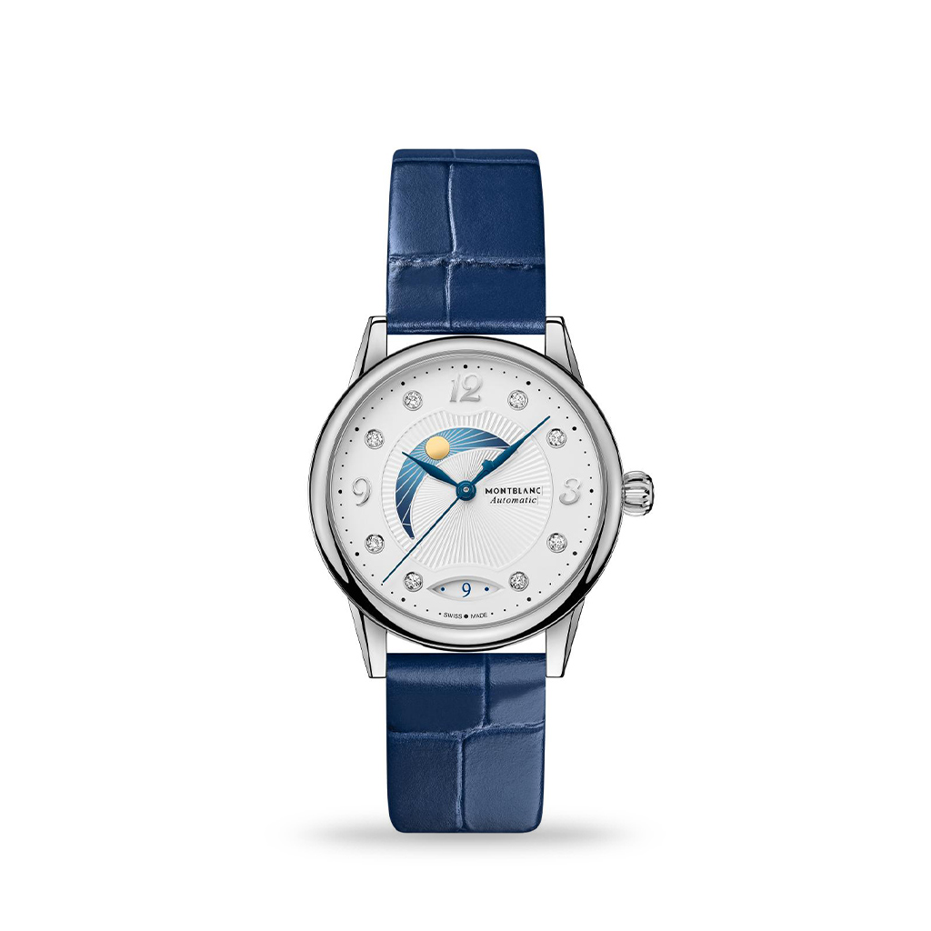 Montblanc Boheme Automatic Day & Night White Dial 34mm Blue Leather