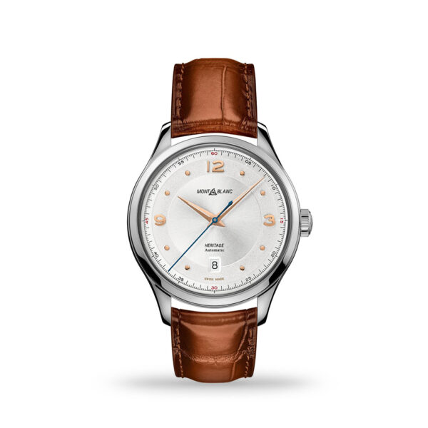 Montblanc Heritage Automatic Silver-White Dial 40mm Brown Leather Band | 128672