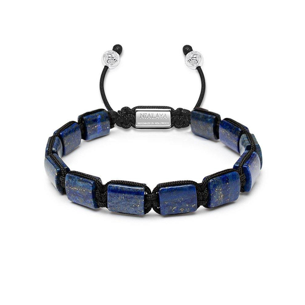 Nialaya The Flatbead Collection - Blue Lapis Steel & Gold Finish