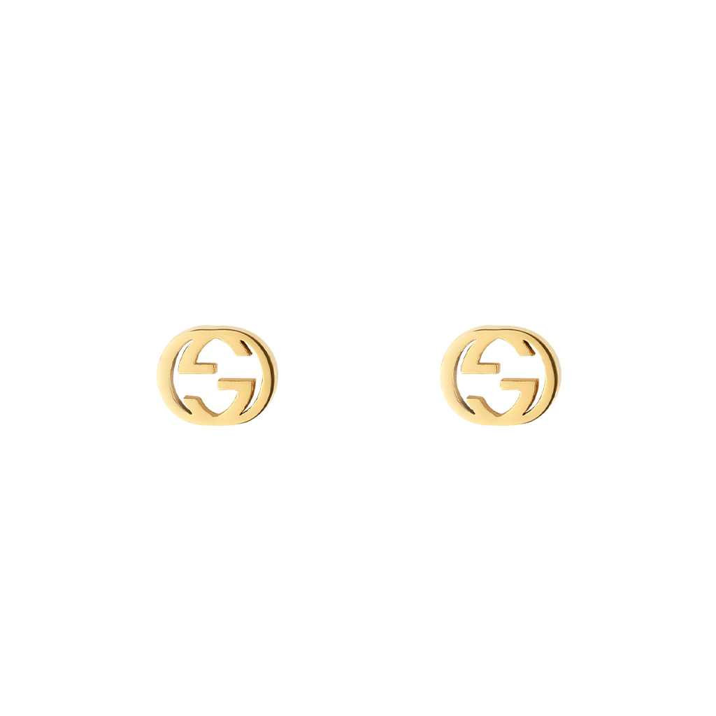 Gucci Interlocking G Stud Earrings in 18k Yellow Gold
