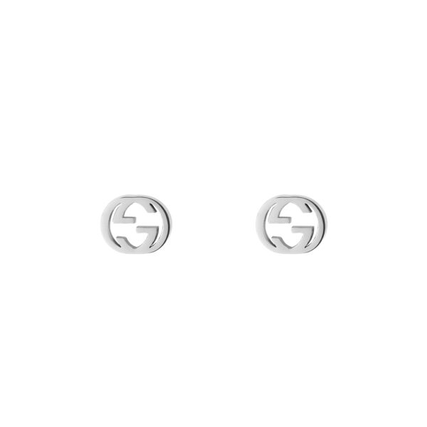 Gucci Interlocking G Stud Earrings in 18k White Gold | YBD662111002