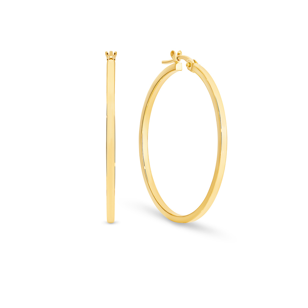 9K Yellow Gold Square Hoop Earrings &#8211; Extra Large