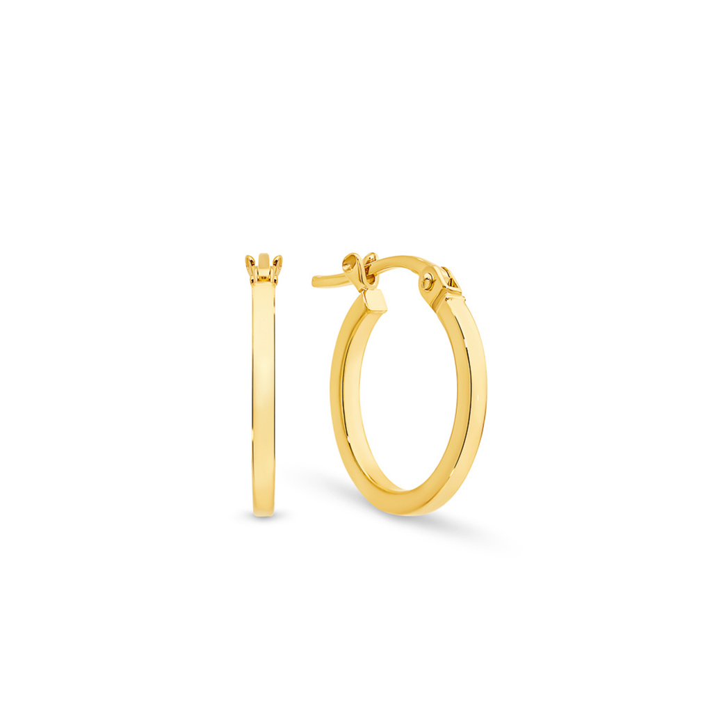 9K Yellow Gold Square Hoop Earrings - Petite