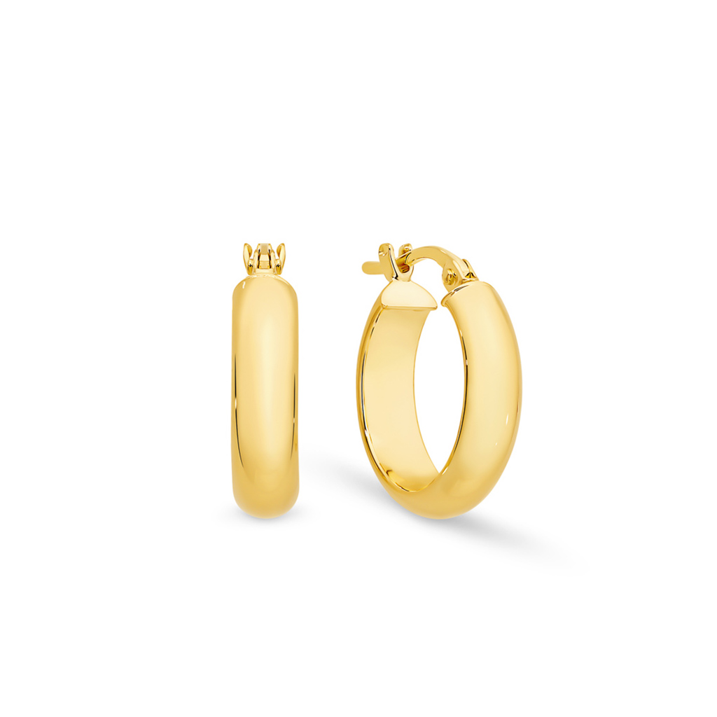 9K Yellow Gold Half Round Hoop Earrings - Small