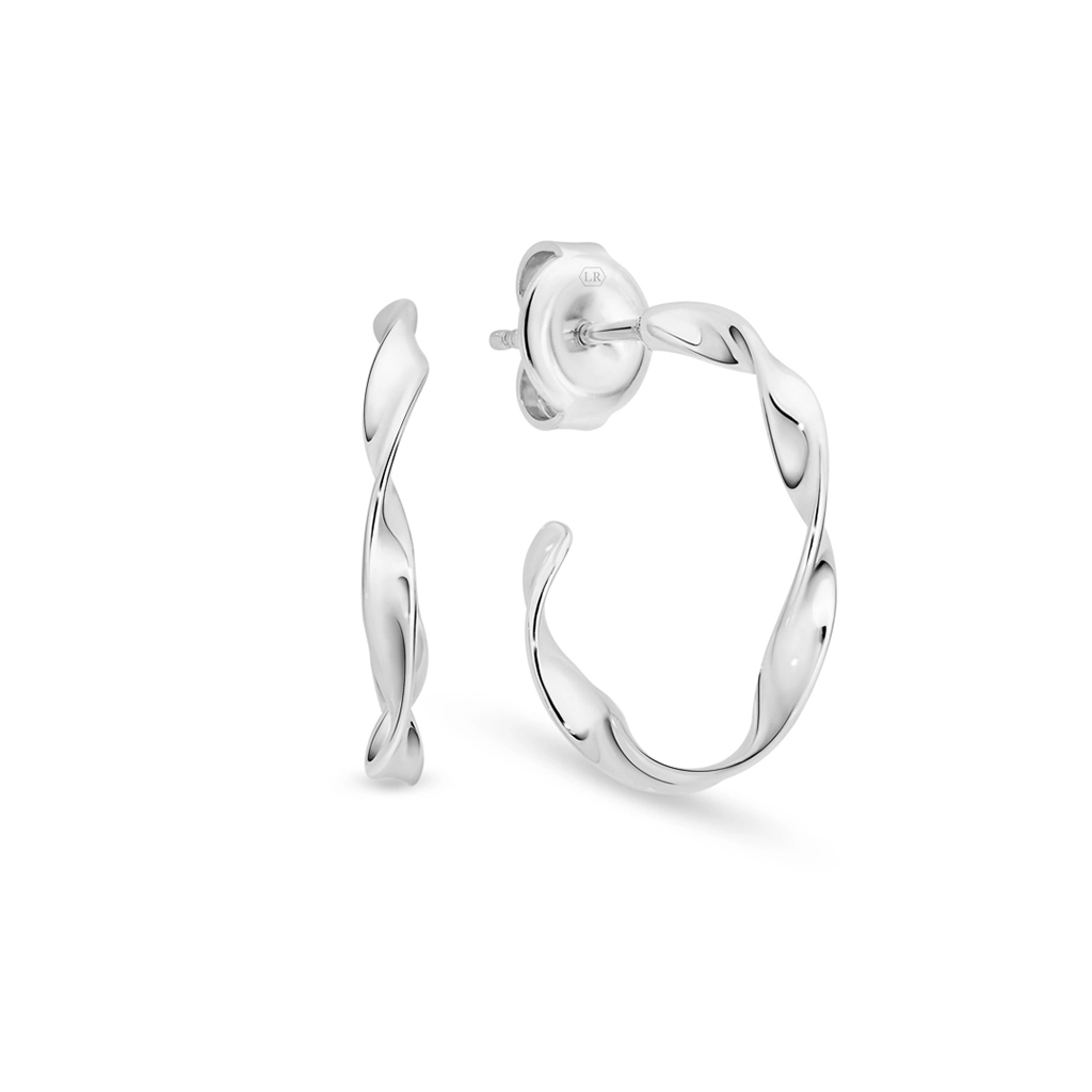 Annabelle Ribbon Twist Silver Hoop Earrings &#8211; Small