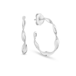 Leyla Rose Annabelle Ribbon Twist Silver Hoop Earrings - Medium | LRG-EH13