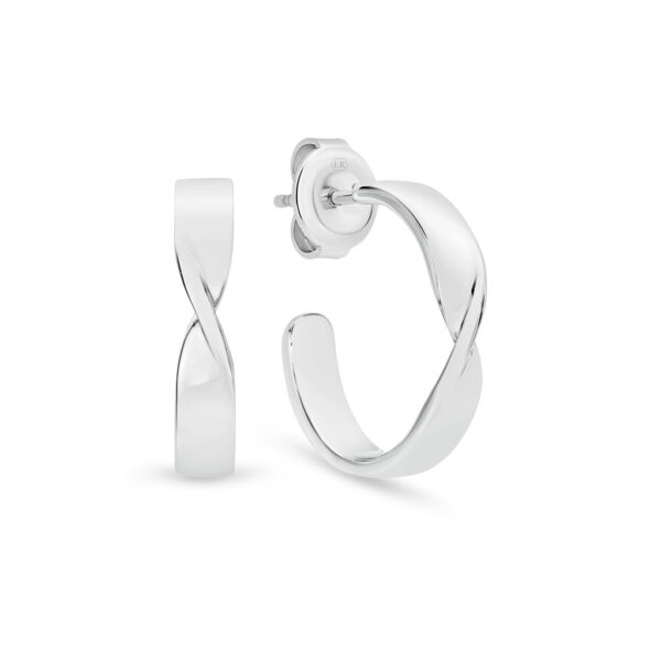 Halle Flat Twist Silver Hoop Earrings- Small | LRG-EH24