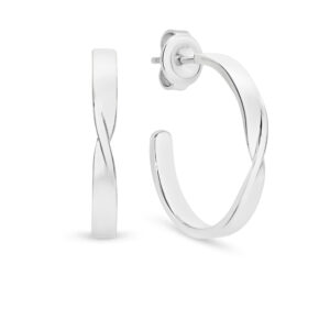 Leyla Rose Halle Flat Twist Silver Hoop Earrings - Medium | LRG-EH25
