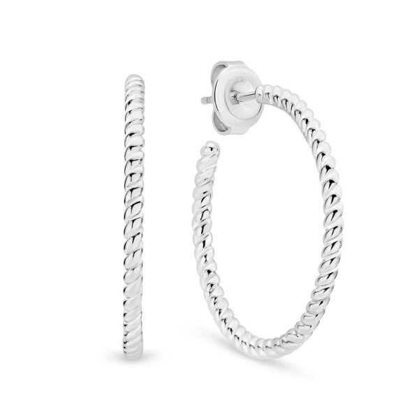 Leyla Rose Lucinda Rope Silver Hoop Earrings -Large | LRG-EH28