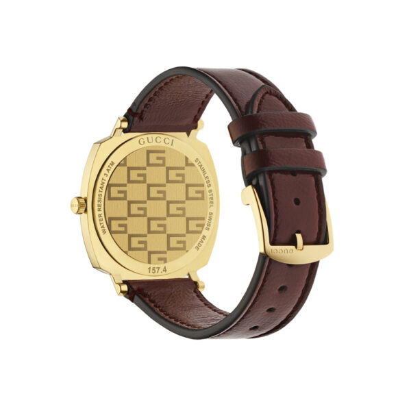 Gucci Grip 38mm Quartz Yellow Gold PVD Case Leather Strap | YA157411