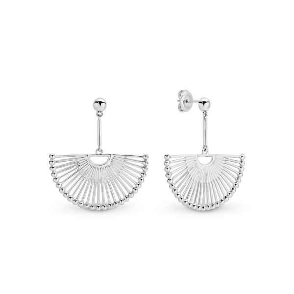 Leyla Rose Francesca Fan Ball Silver Drop Earrings | LRG-ED06