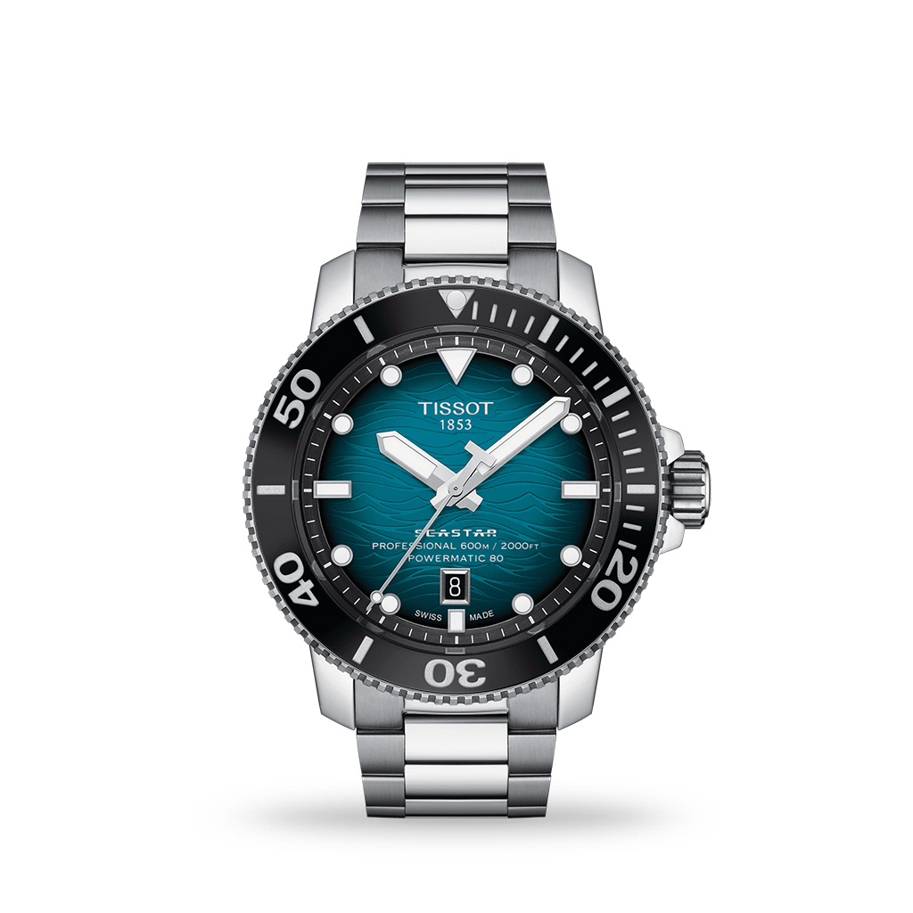 Tissot T-Sport Seastar 2000 Powermatic 80 Aqua Blue Dial 46mm Bracelet