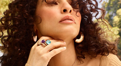 woman wearing hoop earrings