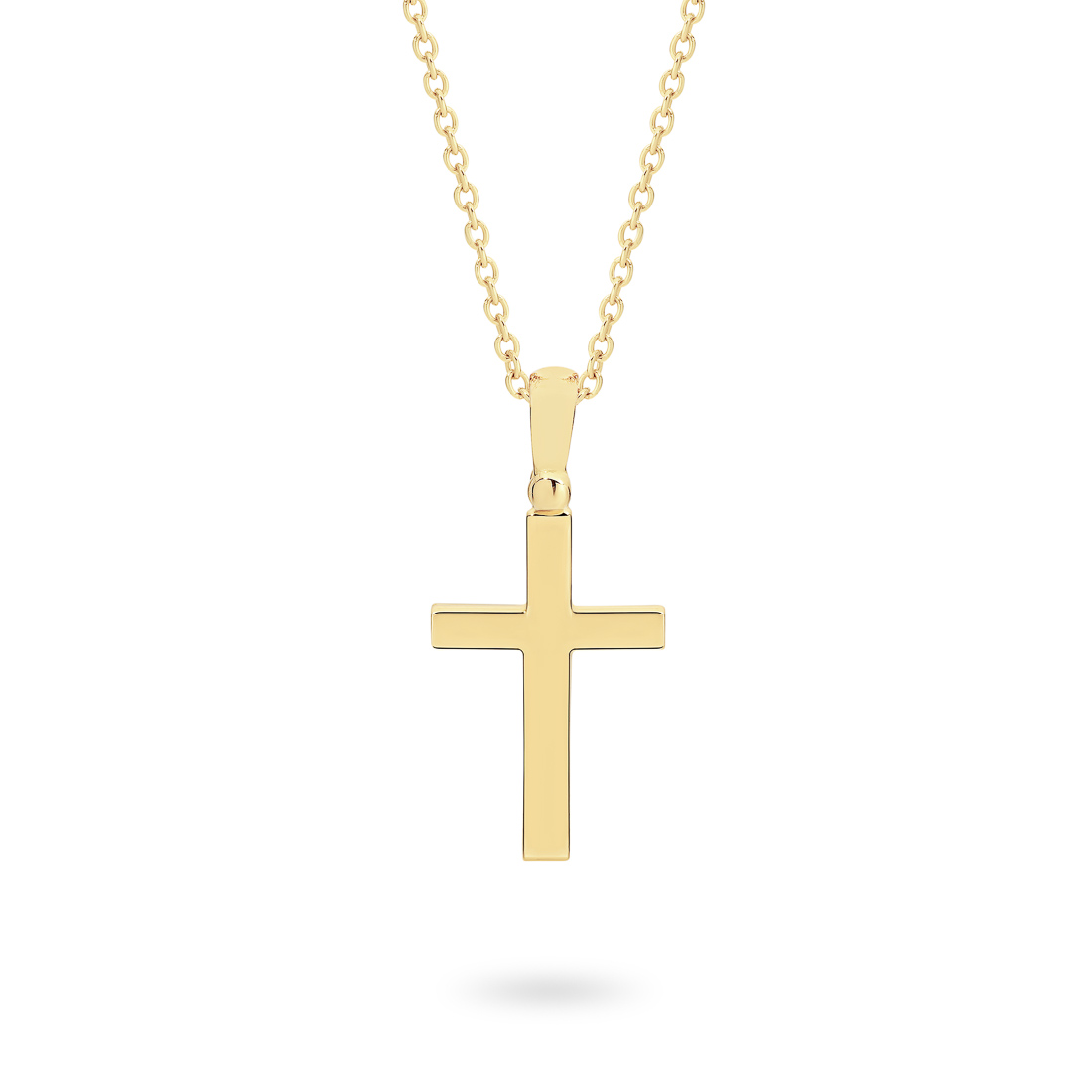 18K Yellow Gold Plain Cross Pendant - Medium