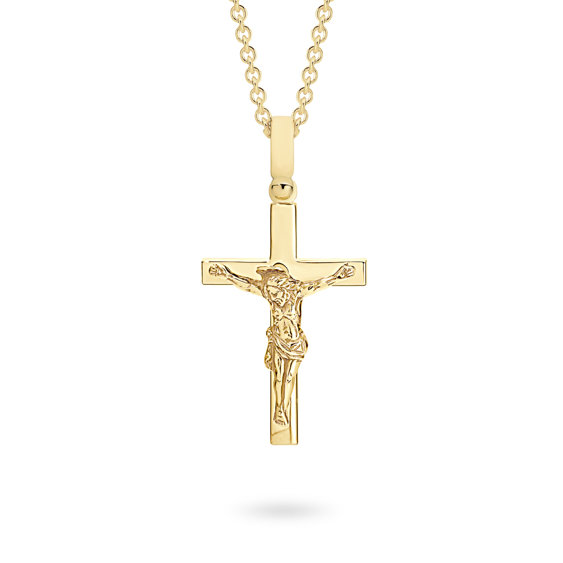 18K Yellow Gold Polished Crucifix Pendant