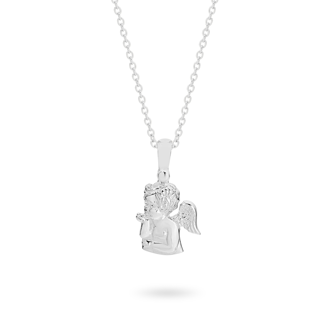 18K White Gold Cherub Pendant