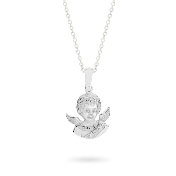 18K White Gold Guardian Angel Pendant | C18 WG