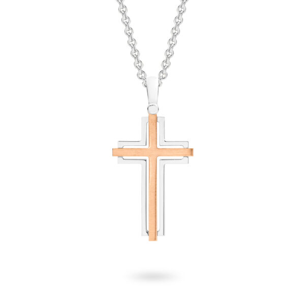 Faith Jewellery Collection 18K Rose & White Gold Twin Cross Pendant | C19 RGWG