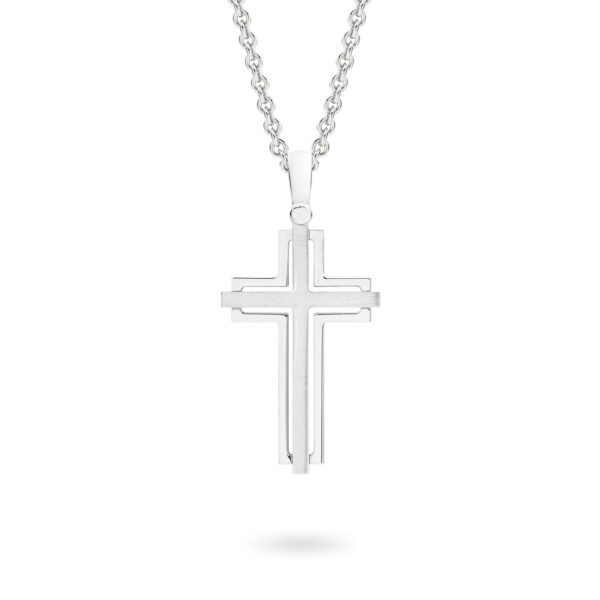 Faith Jewellery Collection 18K White Gold Twin Cross Pendant | C19 WG