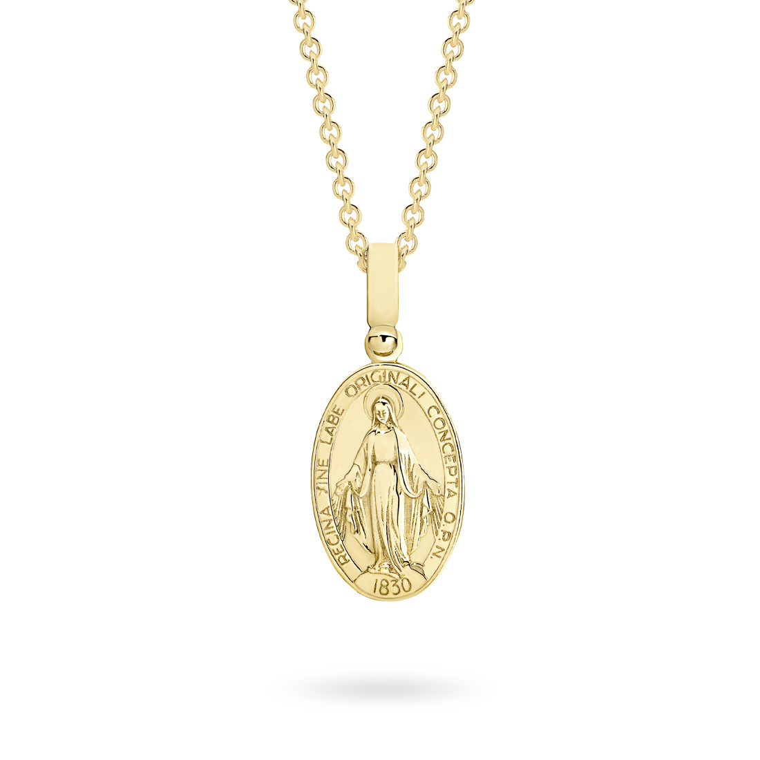 18K Yellow Gold Blessed Virgin Mary Pendant