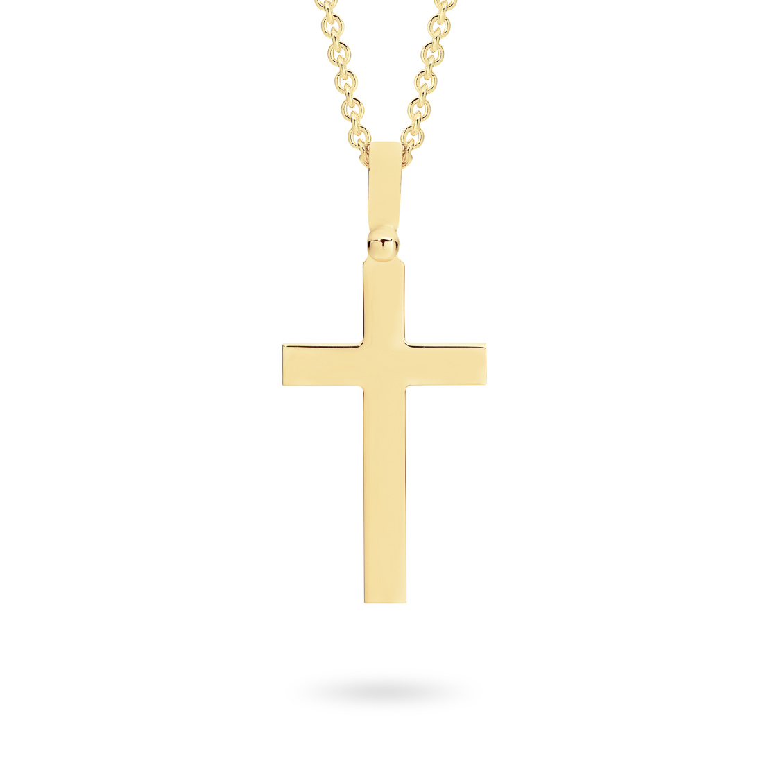 18K Yellow Gold Plain Cross Pendant - Large