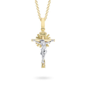 Faith Jewellery Collection 18K Yellow & White Gold Shinning Star Crucifix Pendant | C22