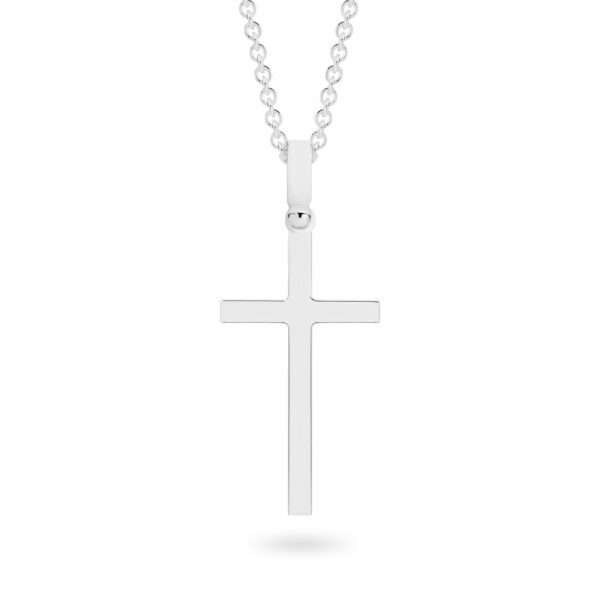 Faith Jewellery Collection 18K White Gold Plain Slim Cross Pendant | C4 WG