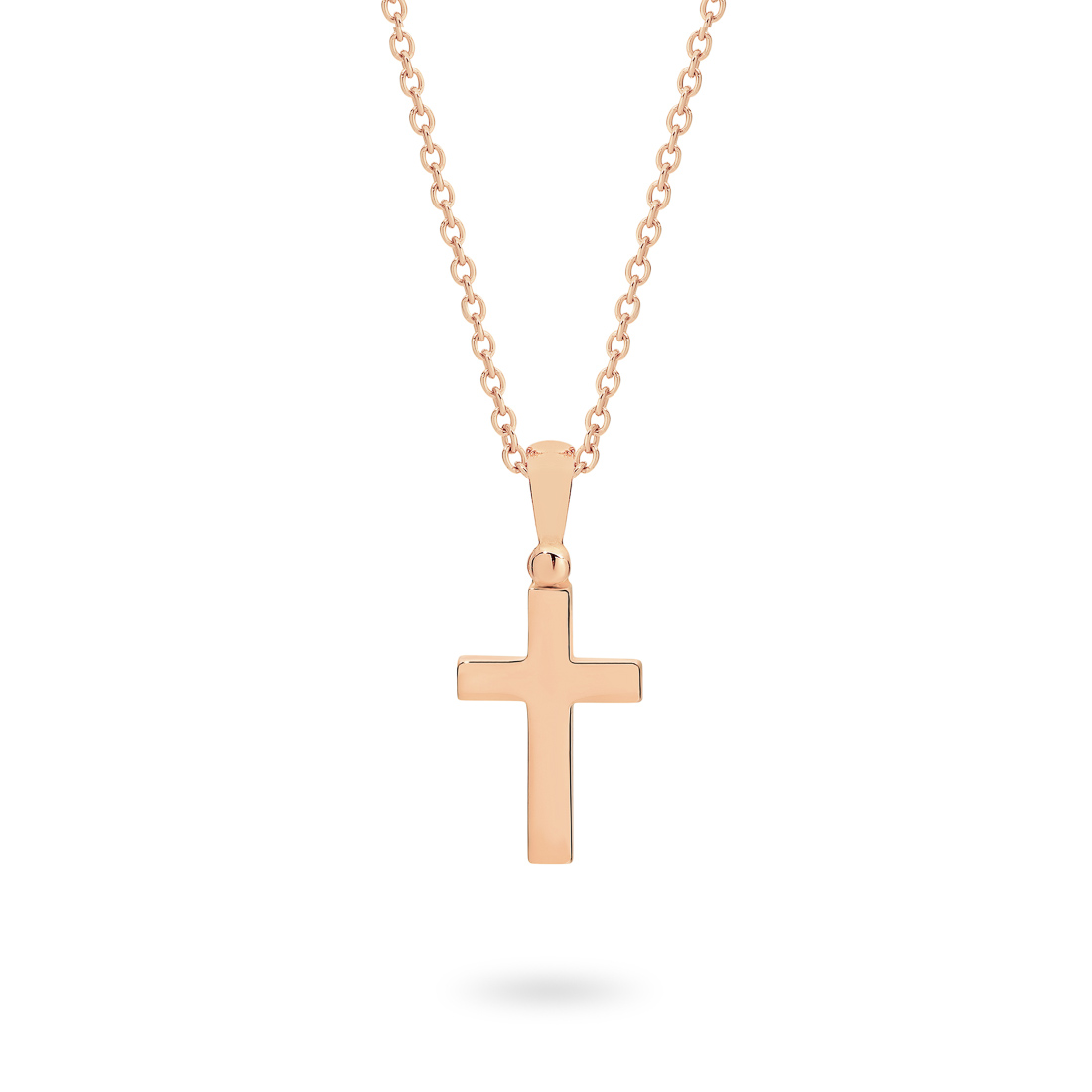18K Rose Gold Plain Cross Pendant &#8211; Small