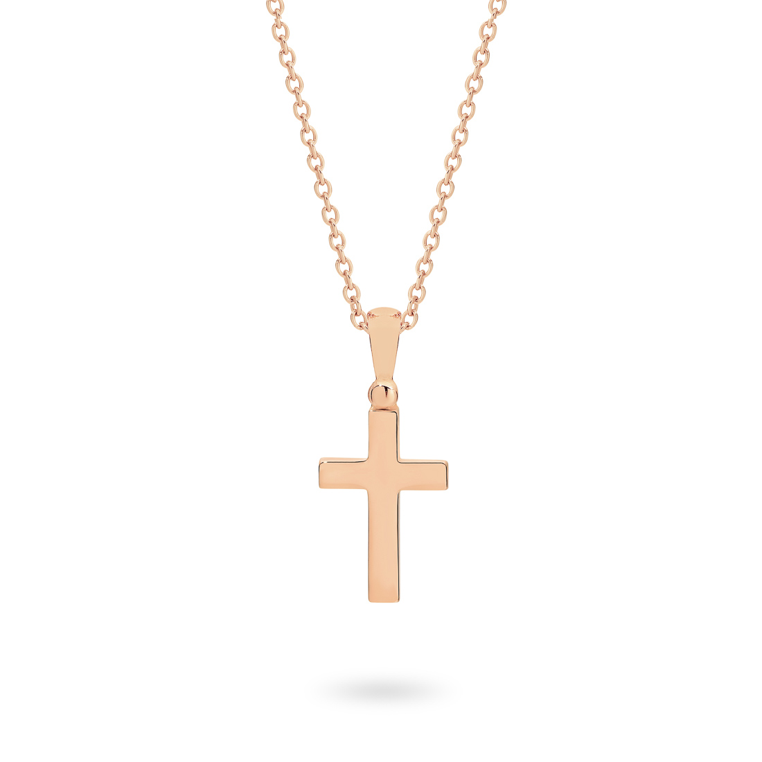 18K Rose Gold Plain Cross Pendant - Small