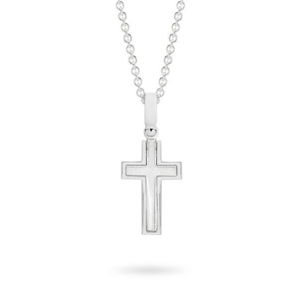 Faith Jewellery Collection 18K White Gold Concaved Fancy Cross Pendant | C7WG