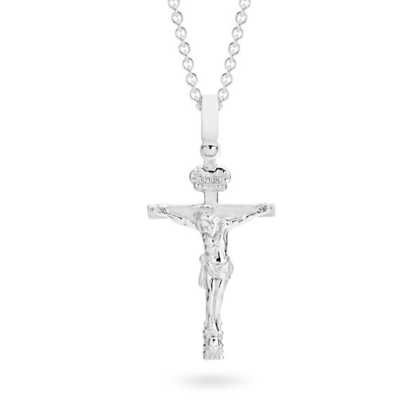 Faith Jewellery Collection 18K White Gold Brushed & Polished Crucifix Pendant | C8WG