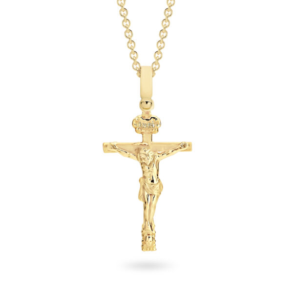 Gregory Faith 18K Yellow Gold Brushed & Polished Crucifix Pendant | C8YG