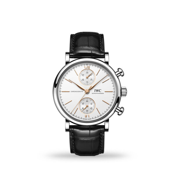 IWC Portofino Chronograph 39mm Silver-Plated Dial Black Leather Strap | IW391406