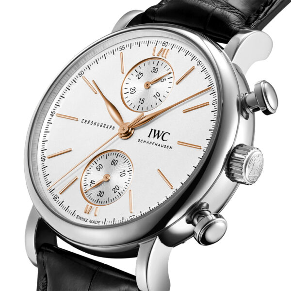 IWC Portofino Chronograph 39mm Silver-Plated Dial Black Leather Strap | IW391406