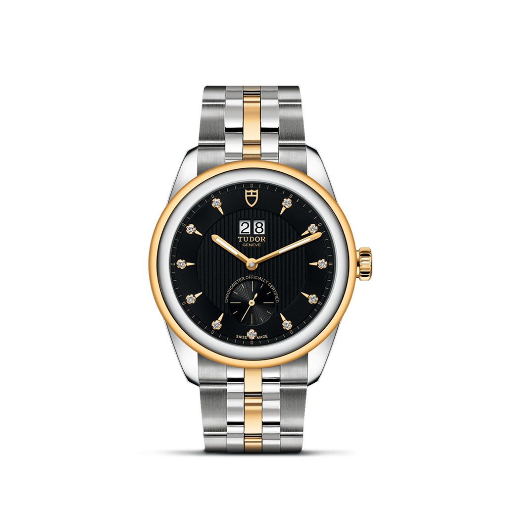 Tudor Glamour Double Date 42mm Black Dial Steel and Yellow Gold Bracelet