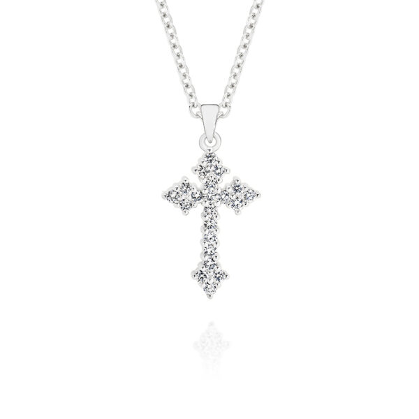 Gregory Diamond Claw Set Cluster Diamond Cross Pendant White Gold | O404WG