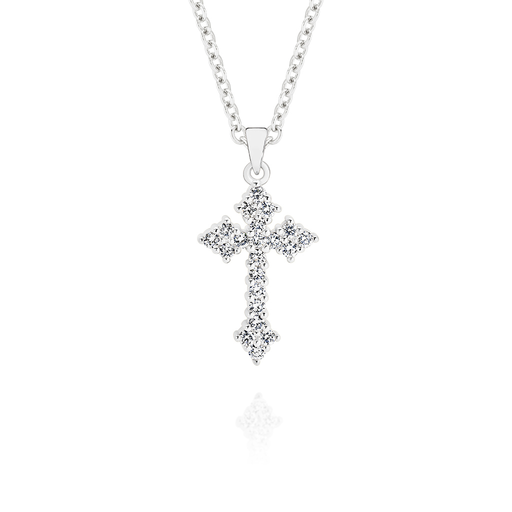 White gold best sale chain with cross